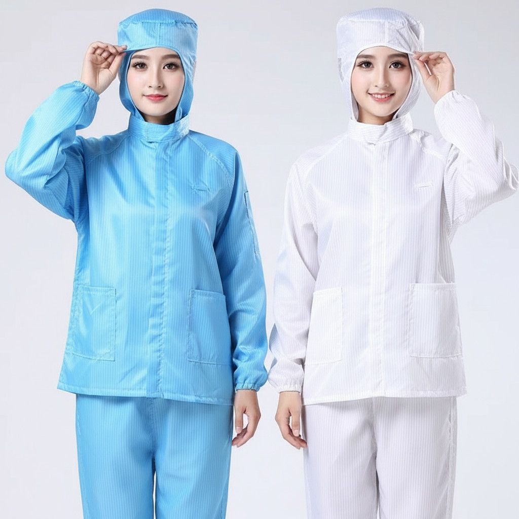 防尘工作服定制连帽分体口袋款