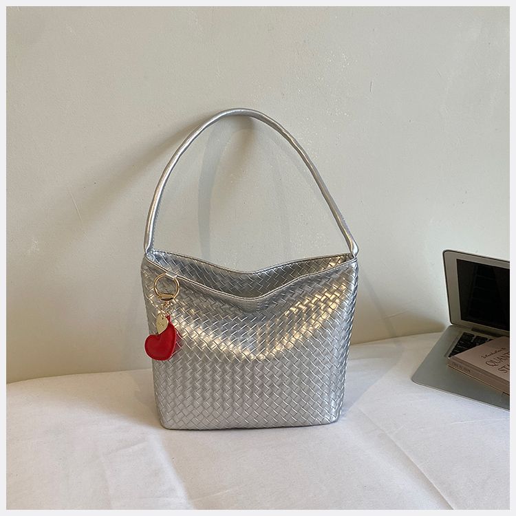 Borsa a spalla donna in argento intrecciato tote elegante chic_voghion.com
