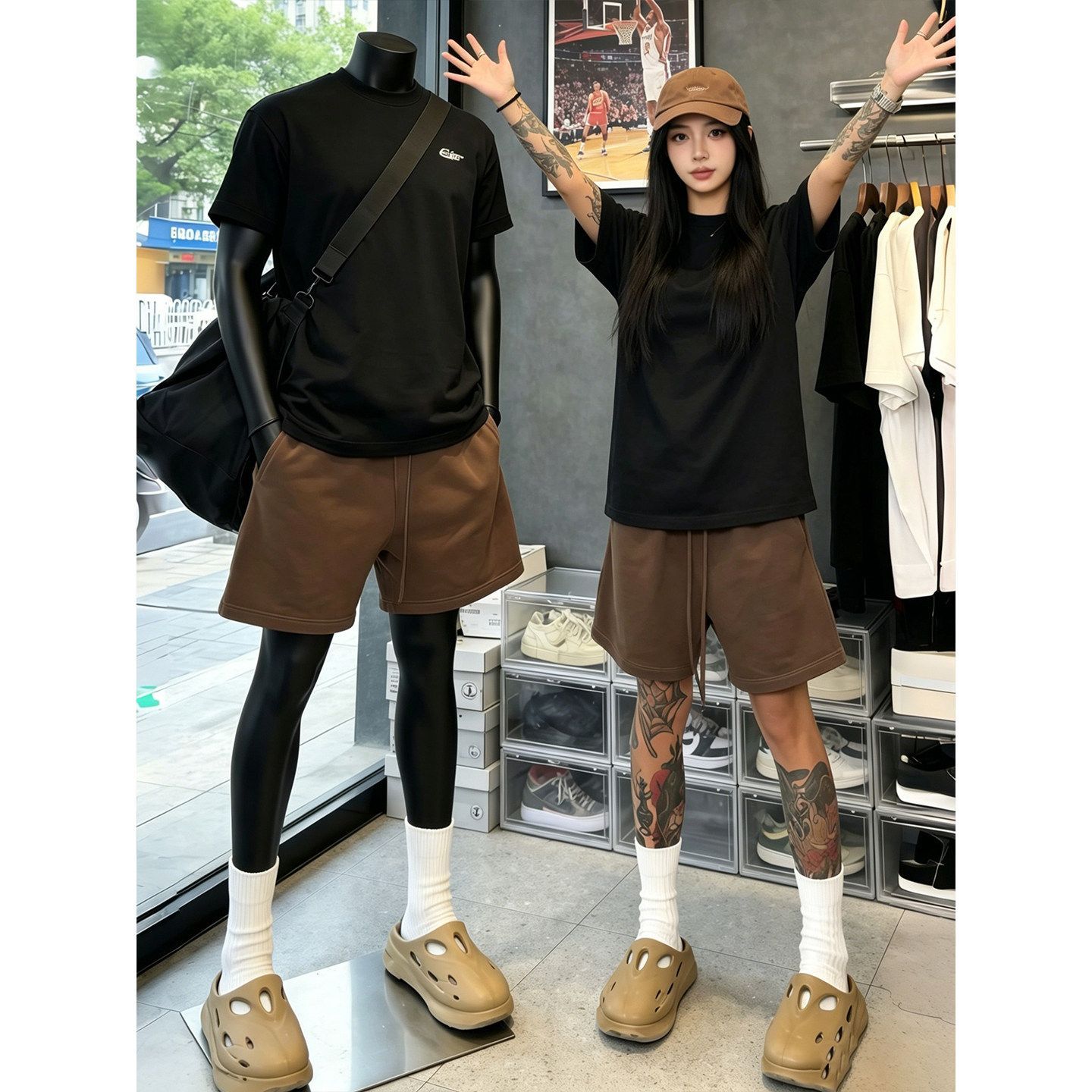 韩系ootd松弛感运动休闲短裤男女夏少年感薄款中裤外穿跑步四分裤7天内发货