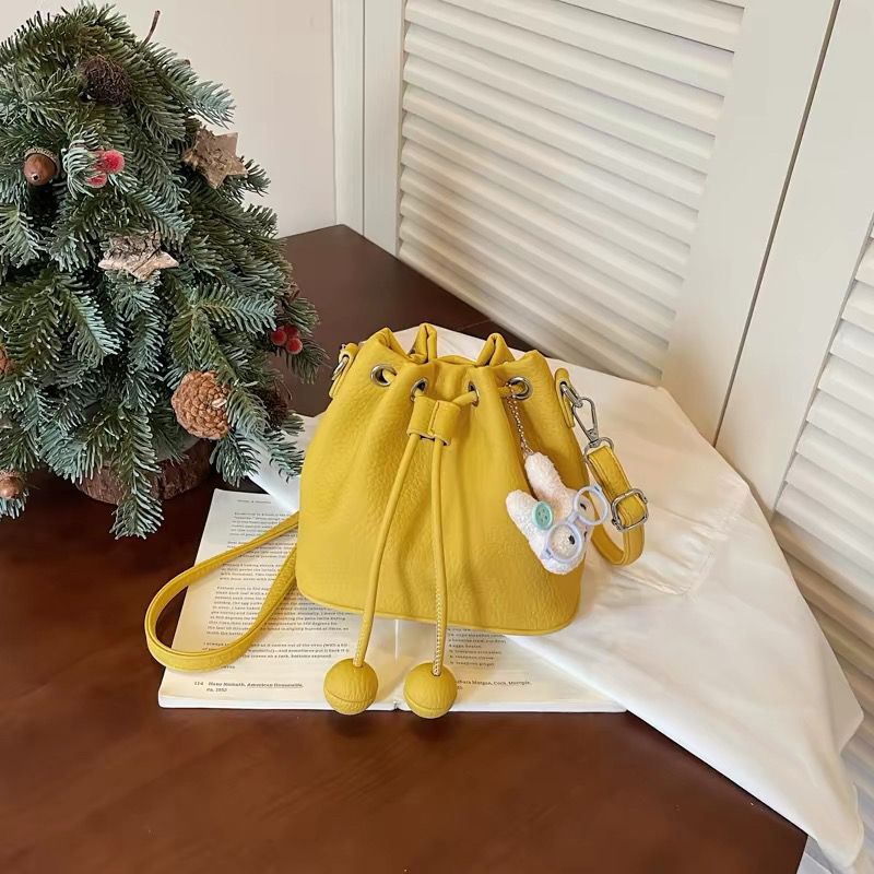 Squisita borsa a secchiello gialla borsa a spalla da donna lusso_voghion.com