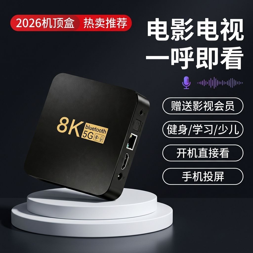 电视机顶盒2026款家用5G双频无线wifi电视机顶盒免费投屏全网通用