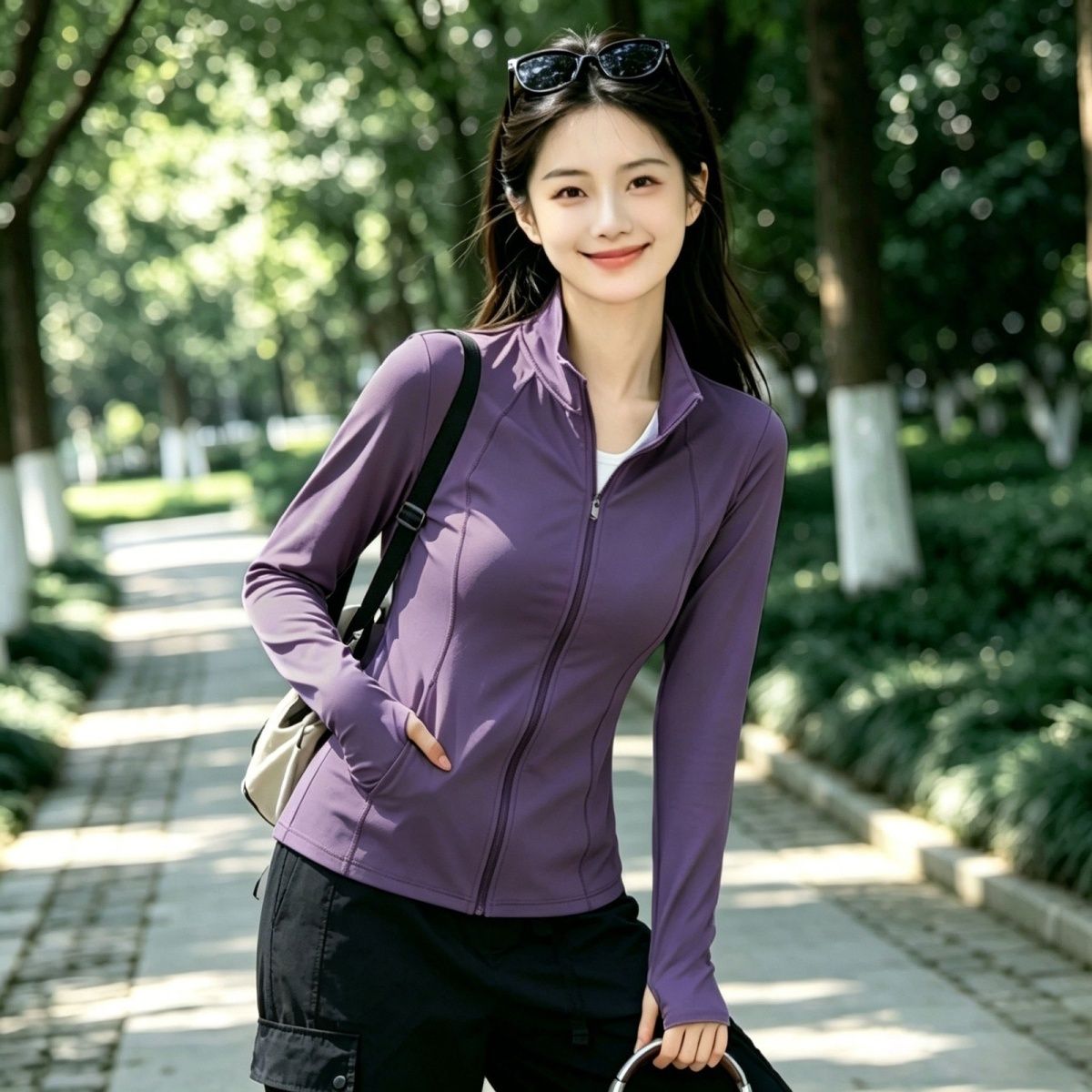 口袋新款立领衣女运动外套夏季透气紫外线瑜伽显瘦冰丝修身防晒【3天内发货】 图片 4