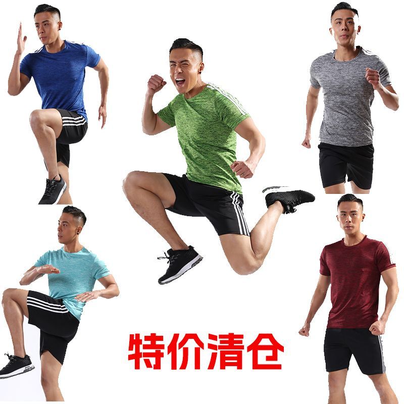 亚跑夏季男女情侣款运动休闲套装跑步休闲服短袖两件套装速干弹力