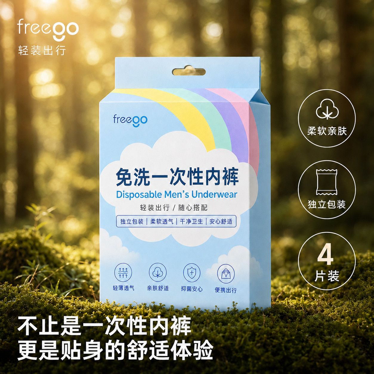【freego】一次性内裤男女免洗日抛裤旅游出差便携日抛不勒肉包臀 图片 2