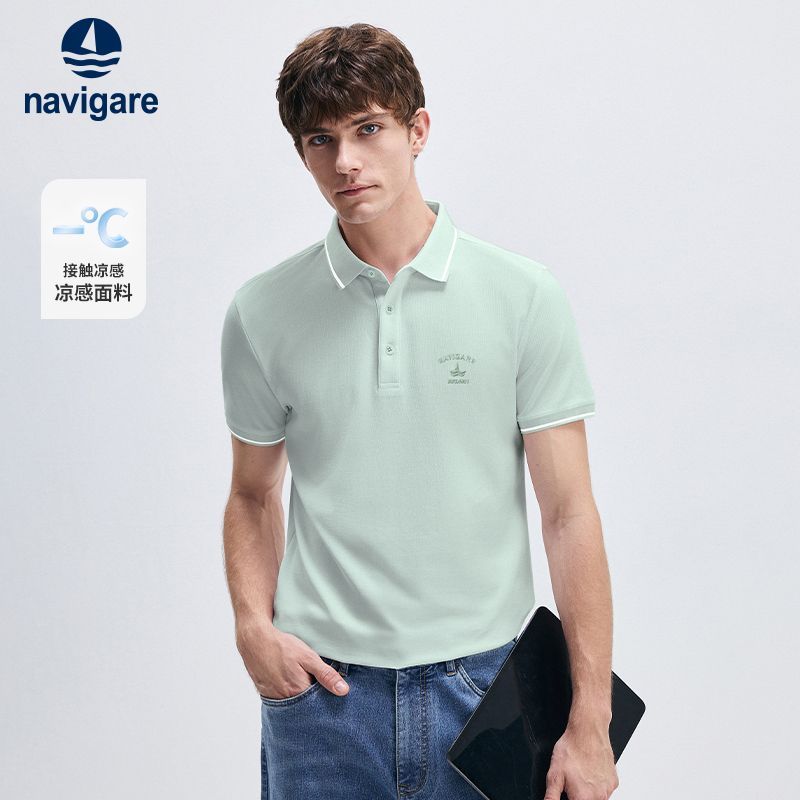 【冰丝】Navigare意大利小帆船夏季新款短袖POLO衫男休闲翻领T恤 图片 5