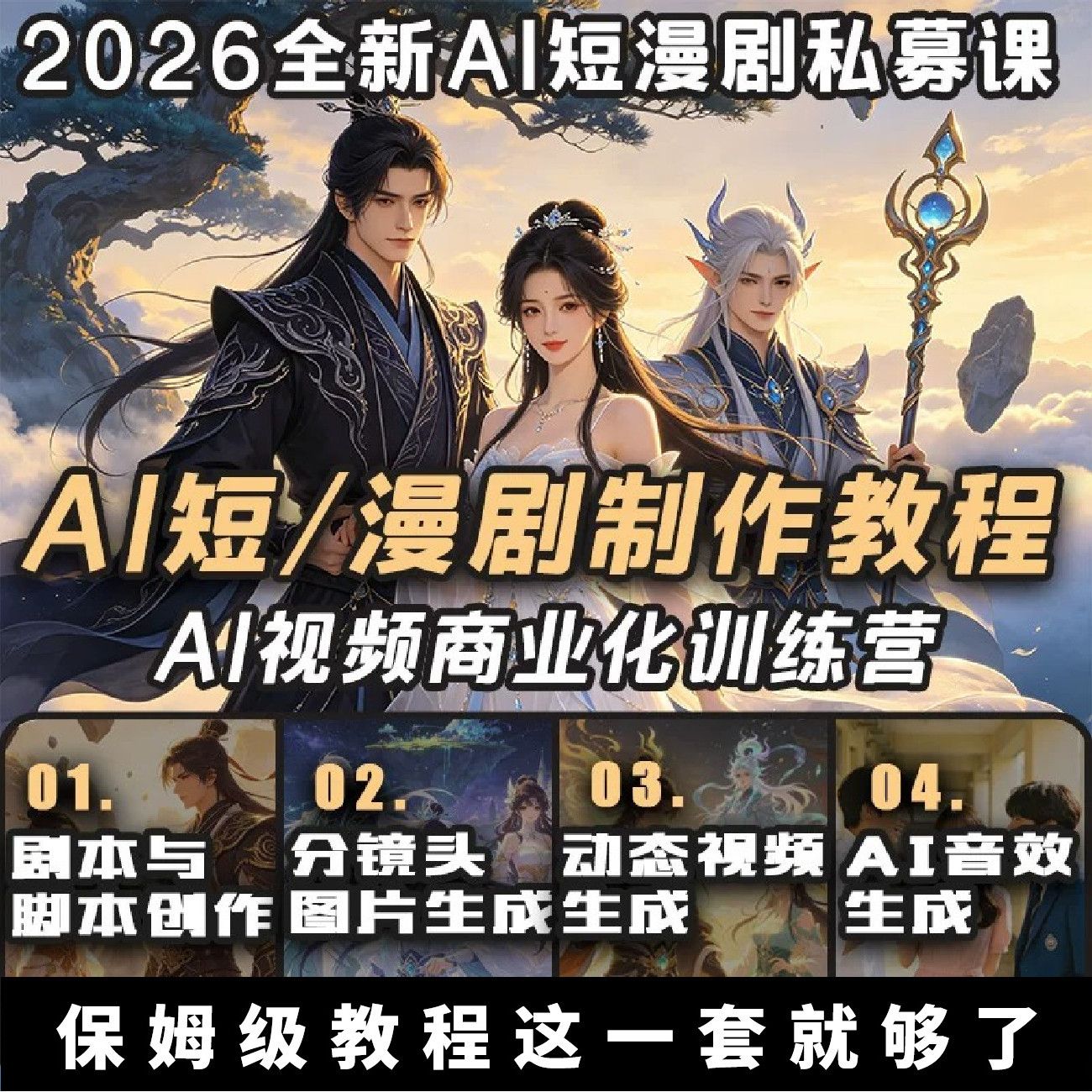 AI漫剧Seedance2.0全套课程零基础小白实操案例训练教学赠工作流