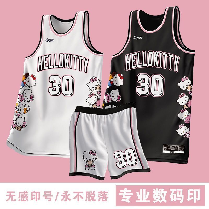 Hello Kitty凯蒂猫篮球服定制学生比赛训练女生个性无袖速干球衣