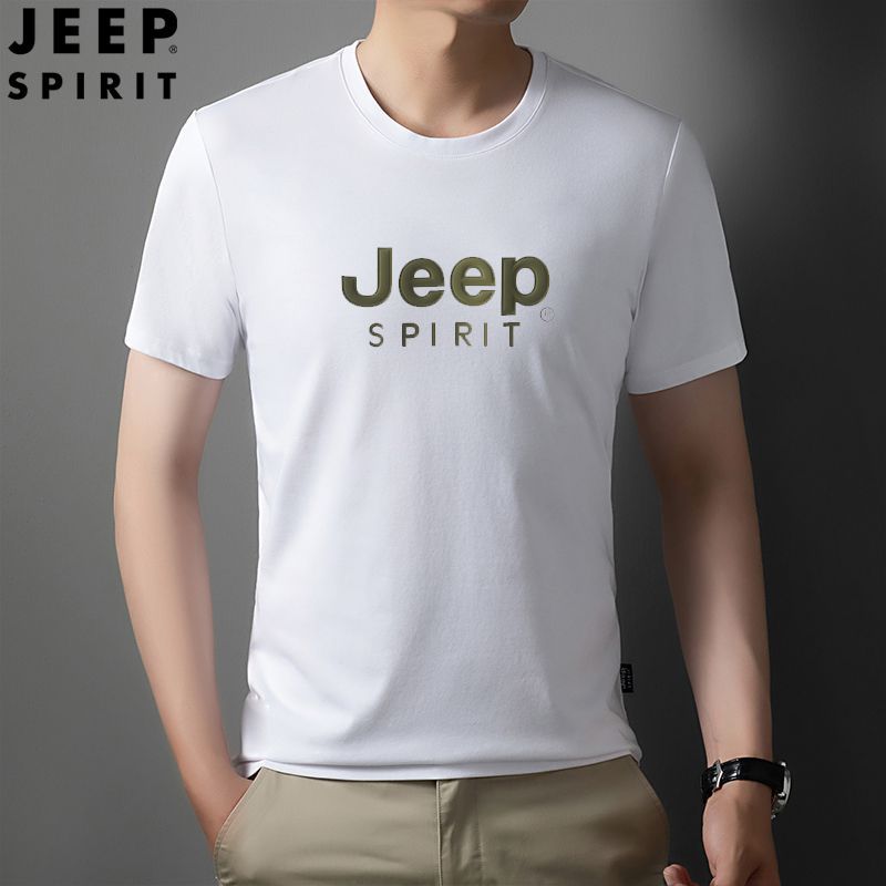 【索罗娜面料】吉普JEEP SPIRIT短袖T恤男士夏季休闲半袖圆领宽松