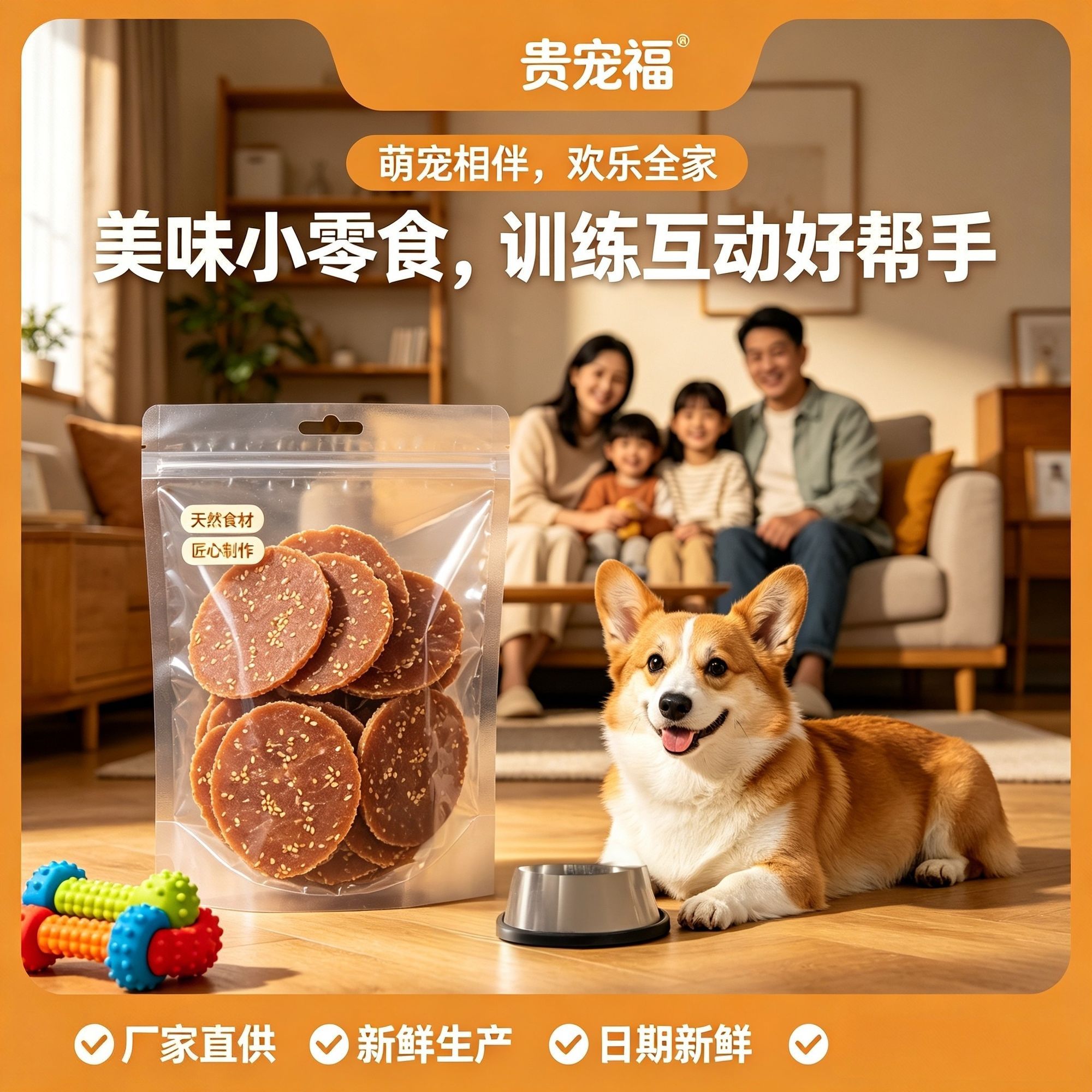 贵宠福牛肉芝麻饼高蛋白低脂肪美味宠物零食