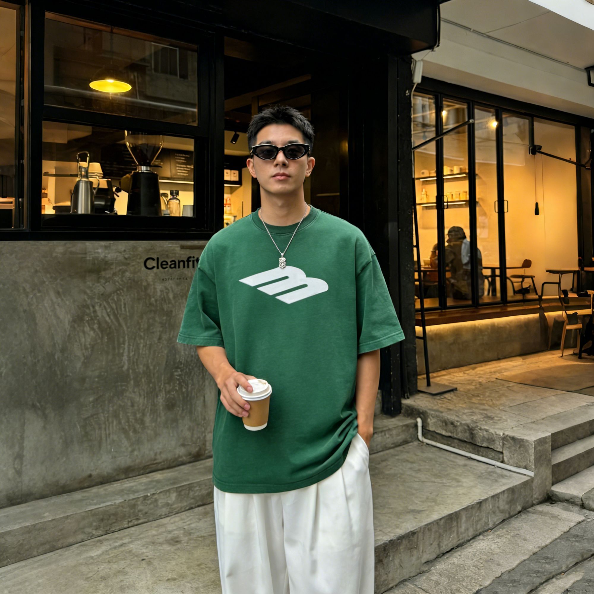 美式短袖男夏季2026新款透气宽松上衣男士重磅纯棉微落肩t恤衫