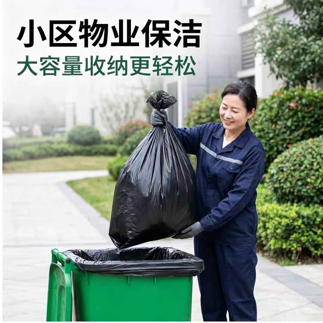 加厚商用家用大号环卫保洁一次性黑色物业垃圾袋批发居家日用大桶
