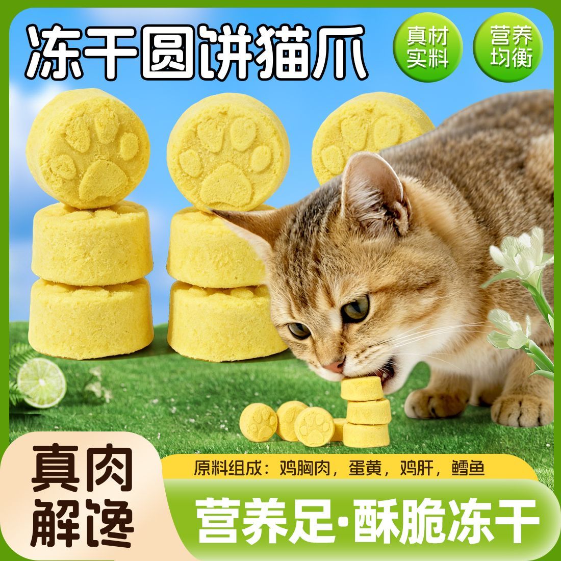 猫爪饼干冻干零食猫咪狗狗适用鸡肉鸡肝营养