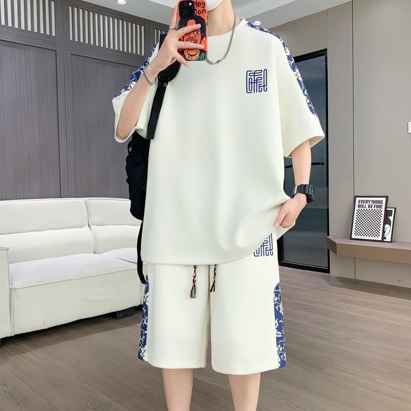 男生夏季短袖短裤套装青年时尚T恤裤子两件套运动休闲一套帅学生