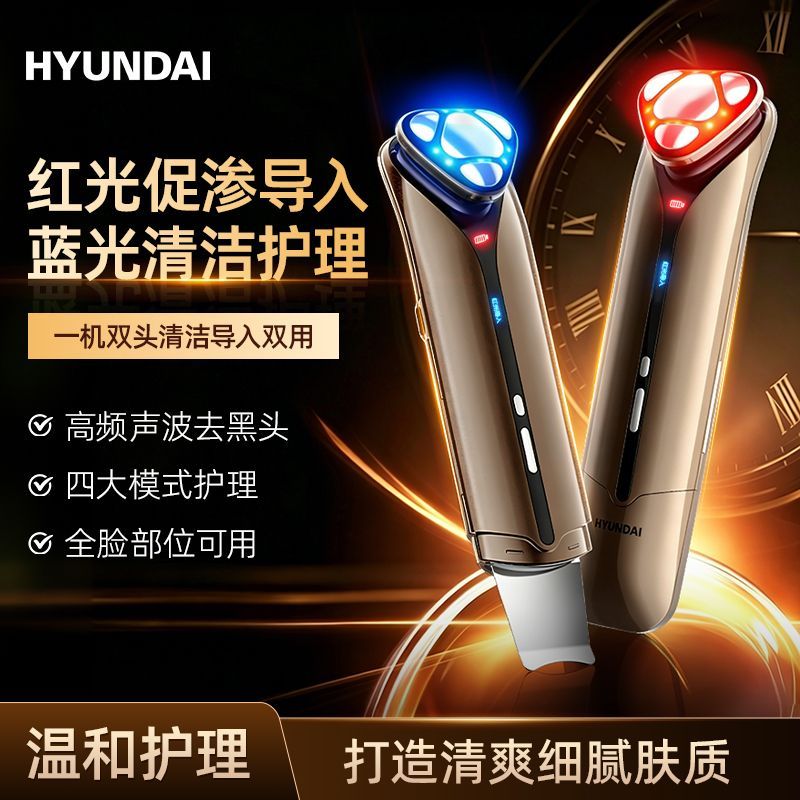 韩国品牌双头美容仪高频震动铲皮机脸部温和养护深层清洁导入导出
