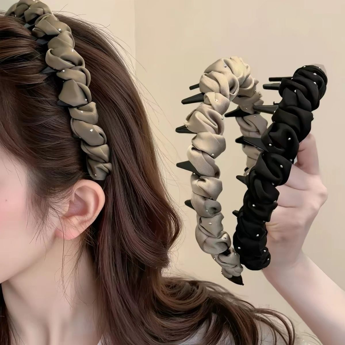 繁星发箍缎面高级满天星带齿发箍女显脸高颅