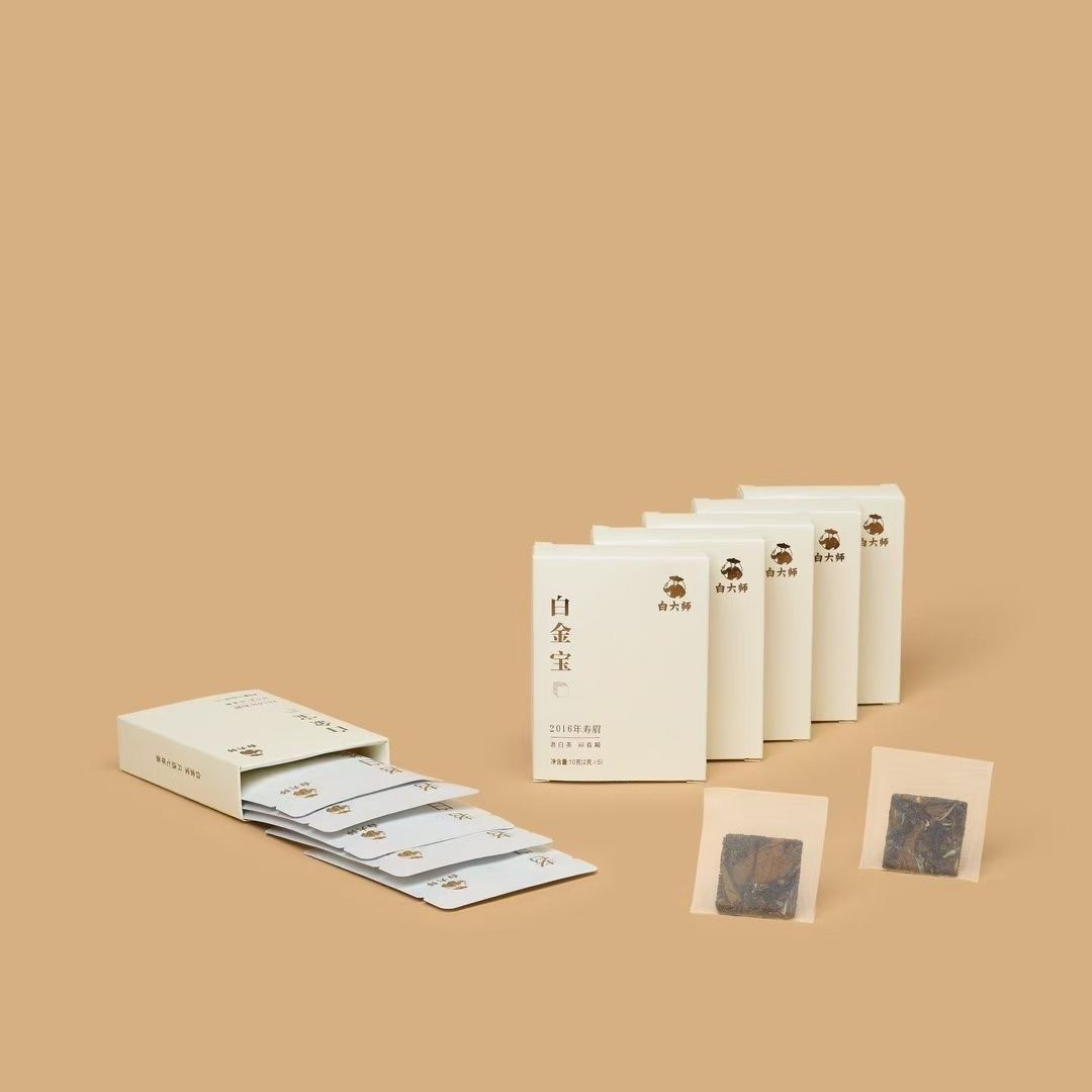 白大师闷泡杯福鼎白茶2019年一级寿眉袋泡茶包小方片茶叶茶包60g