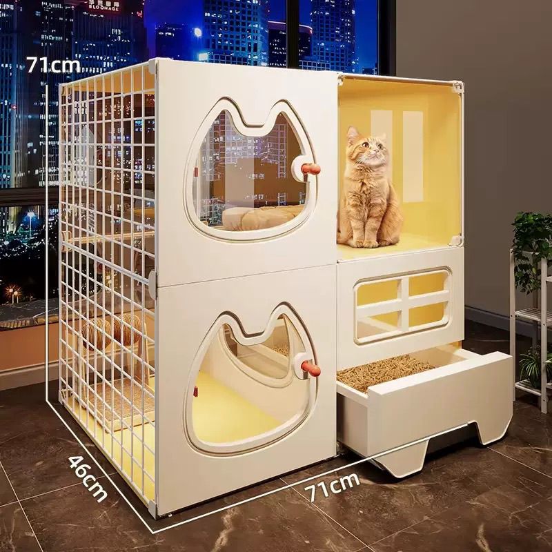 家用实木猫别墅室内多层超大空间猫笼子一体式猫厕所全景豪华