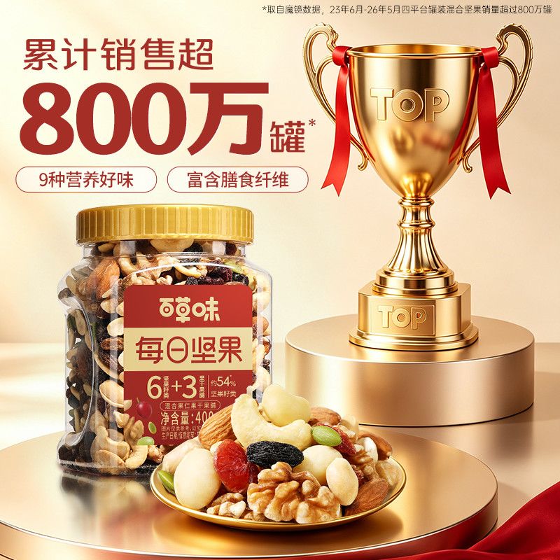 百草味每日坚果400g混合坚果仁罐装非油炸休闲健康孕妇干果早餐 图 4