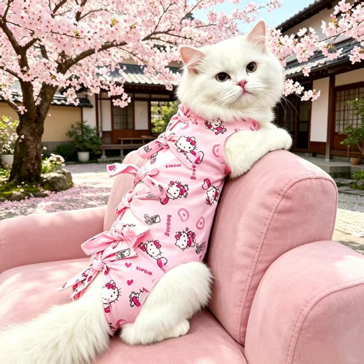 猫咪绝育服手术服薄款透气术后服绝育服医用夏季母猫手术衣绑带款