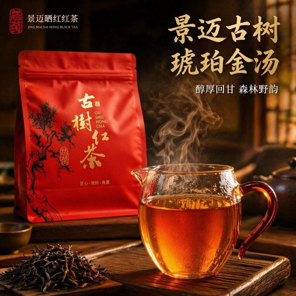 景迈晒红2026云南高山新茶蜜香型茶250克一份晒红红茶