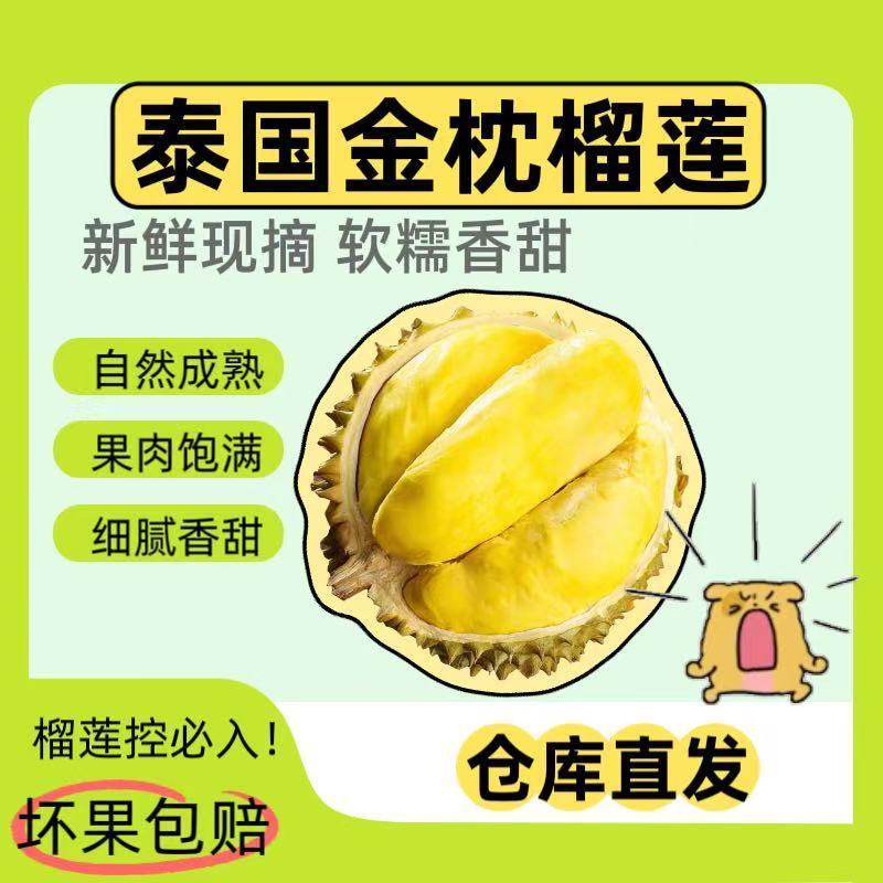 【现货金枕】泰国金枕头榴莲新鲜水果香甜一整个新鲜带壳榴莲水果