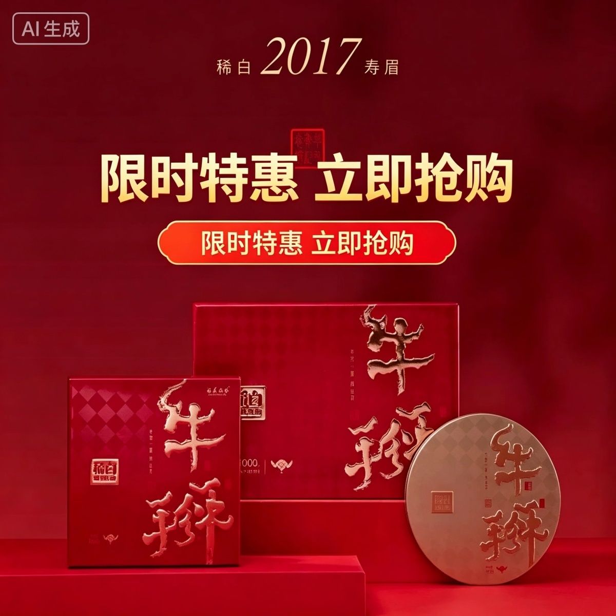 福鼎白茶一级寿眉 稀白茶业 牛掰2017年寿眉100g铁盒装