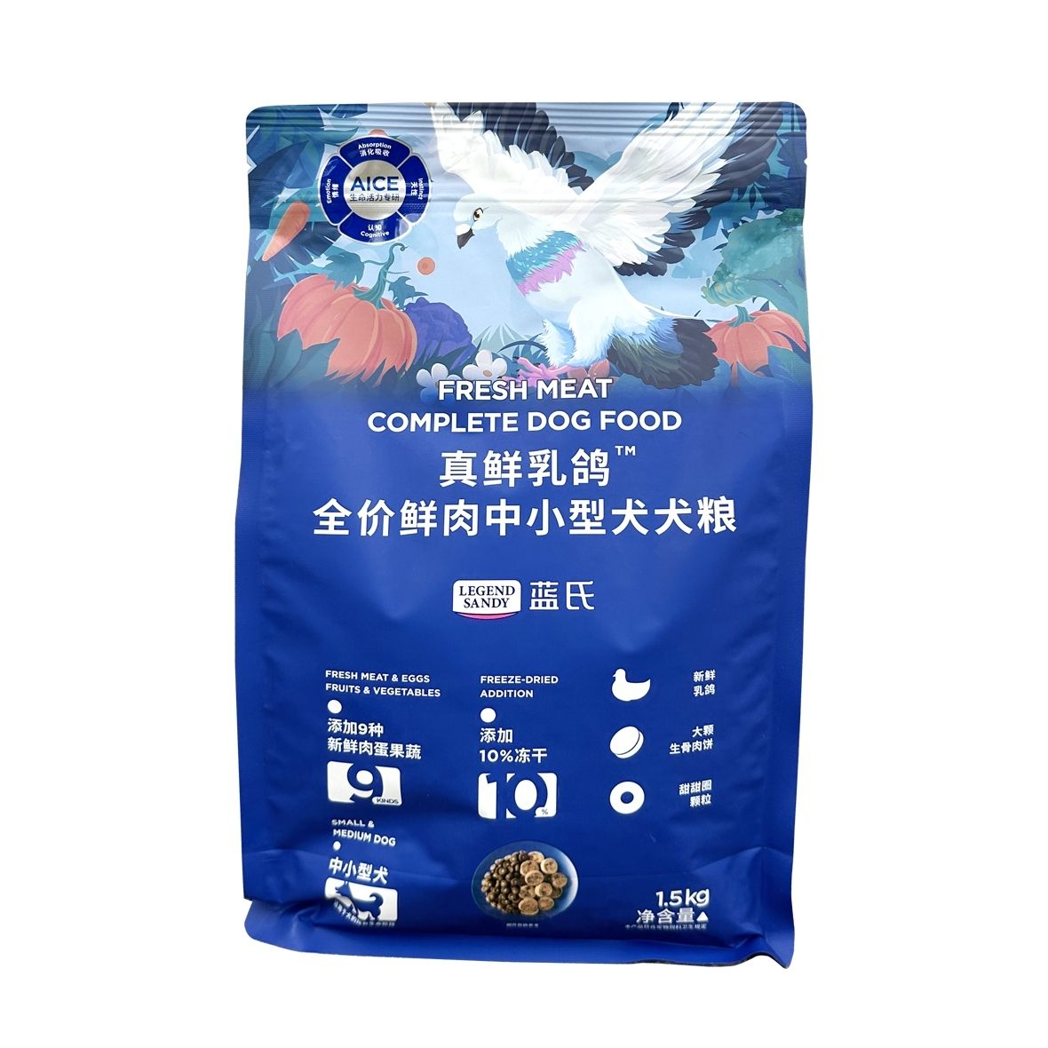 蓝氏真鲜乳鸽全价冻干狗粮中小型成幼犬通用型1.5kg
