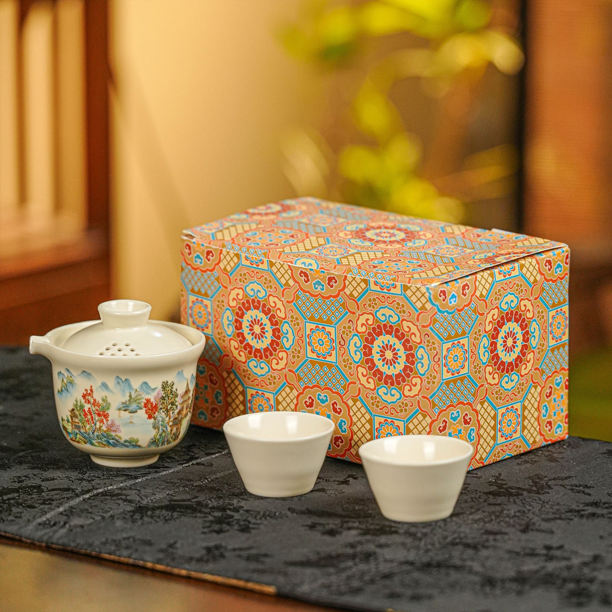 汝窑茶壶便携式一壶两杯旅行功夫茶具套装片