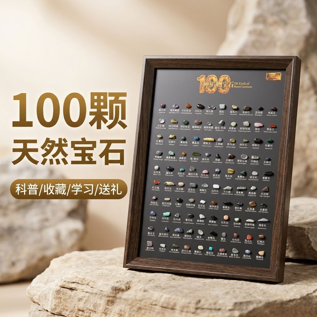 矿石标本套装100种天然原石 科普教具礼品家居办公桌摆件收藏包邮