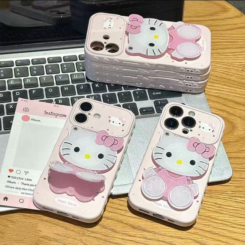 粉波点kt猫镜子适用于iPhone17苹