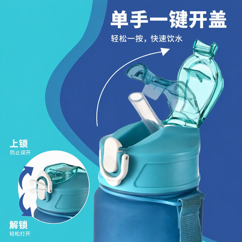 运动水杯夏季新款塑料高颜值水壶大容量男女学生健身便携杯子 图片 3