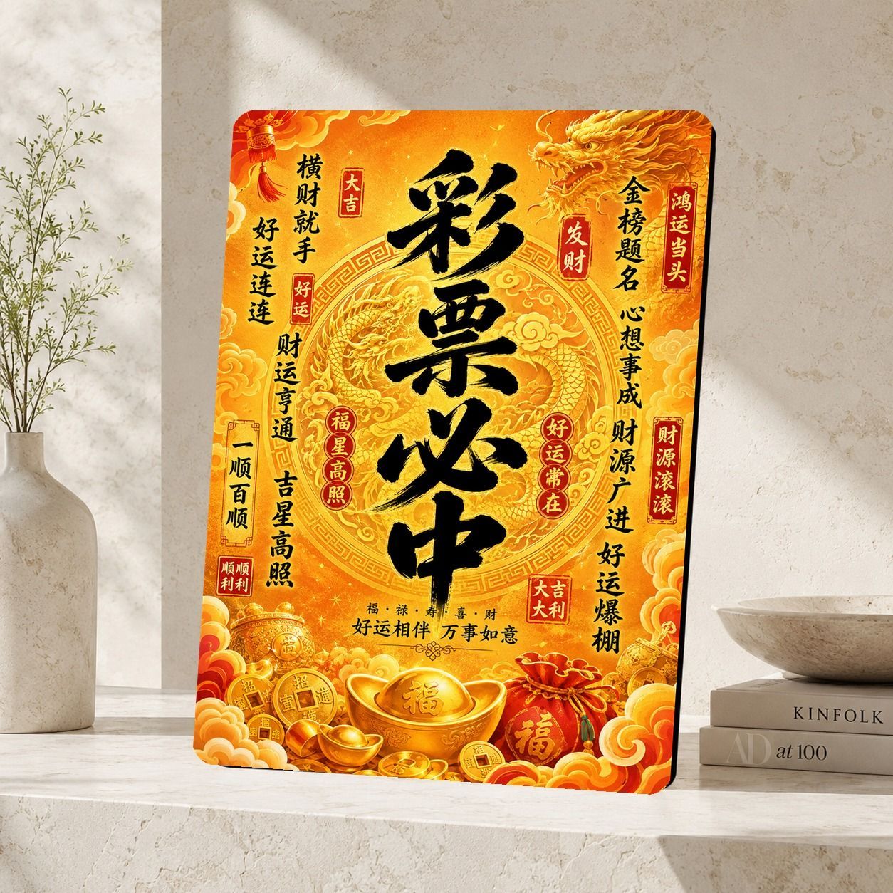 彩票必中摆件送彩民朋友高颜值体彩彩票店桌面摆件相框高级摆台