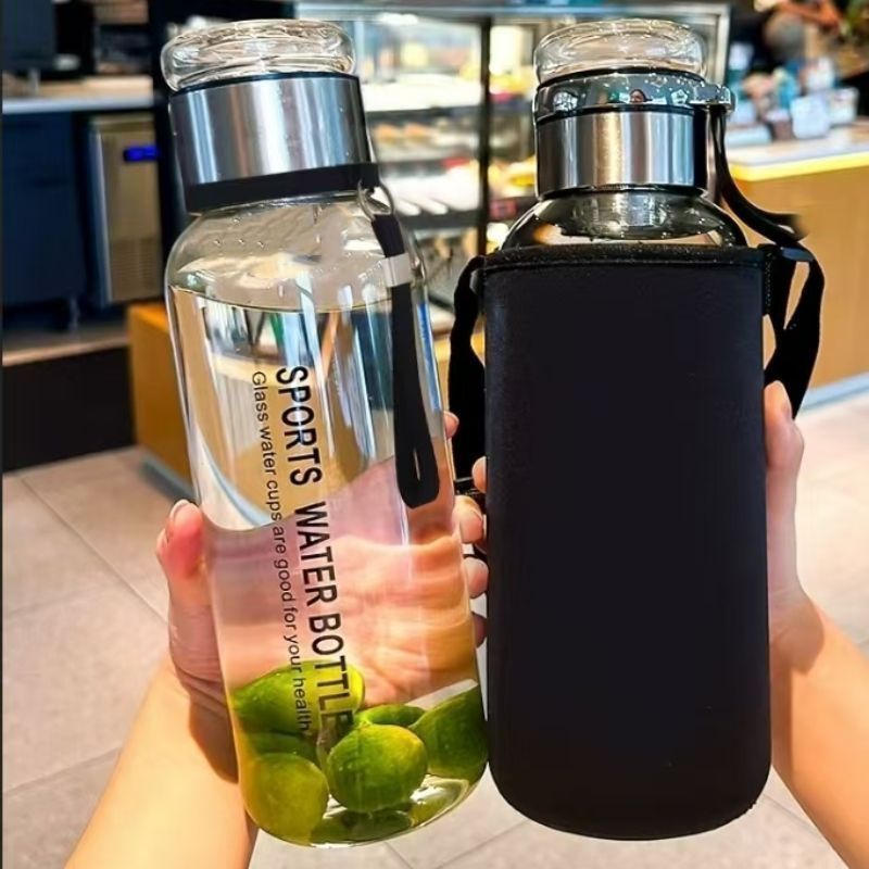 茶水分离墩墩杯1100毫升玻璃便携水杯大