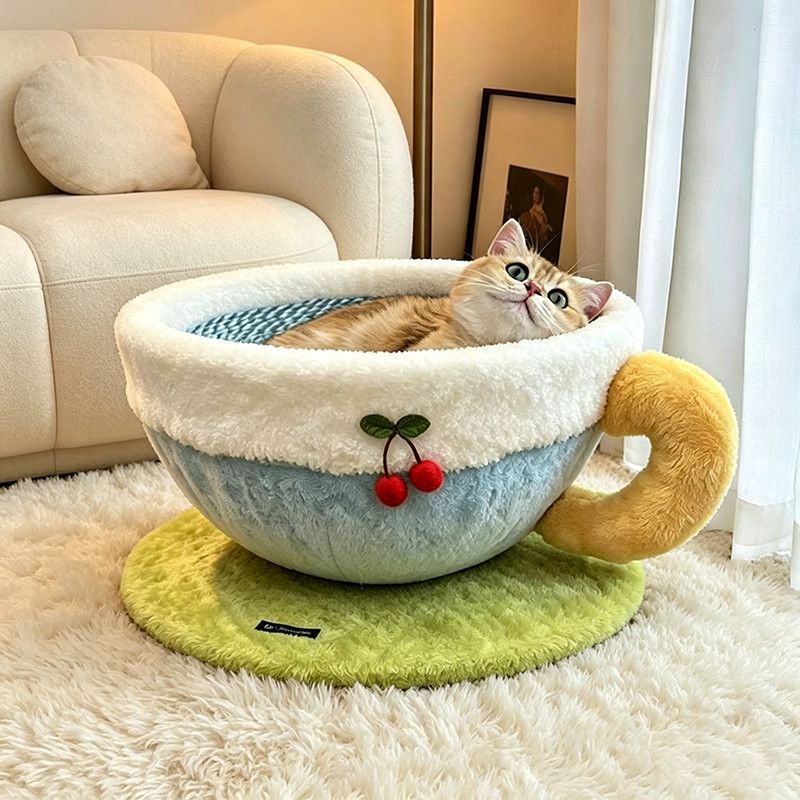 杯子猫窝猫抓板窝耐磨不掉屑猫抓柱半封闭猫抓盆猫玩具磨爪器猫窝