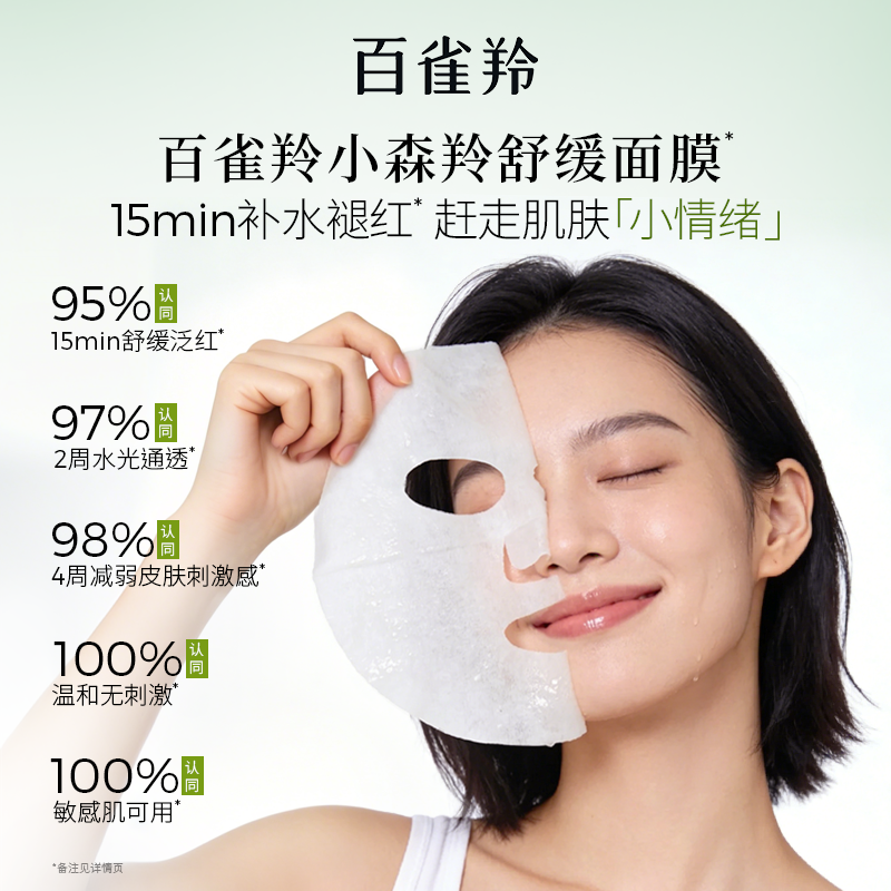 【官方旗舰】百雀羚小森羚面膜2.0版舒缓沁润补水保湿敏感肌可用 图 4