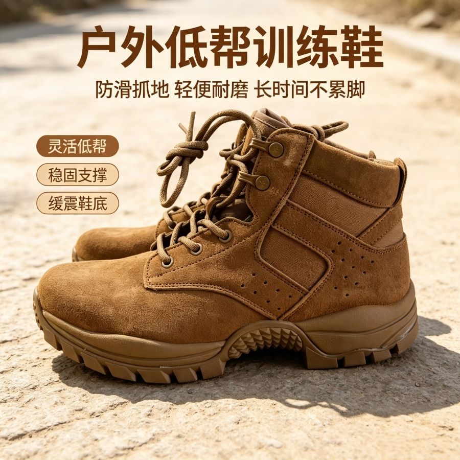 际正军训靴新式户外低帮作战靴耐磨登山战术靴作训靴大黄靴防风