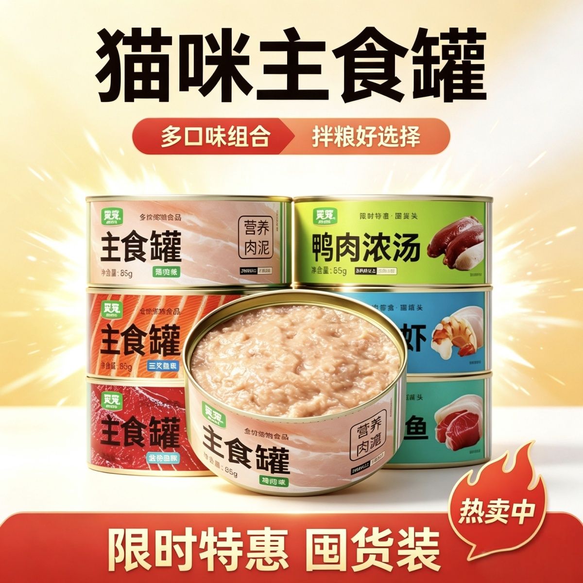笑宠猫罐头成幼猫通用多口味猫咪湿粮浓汤补水罐猫饭85g