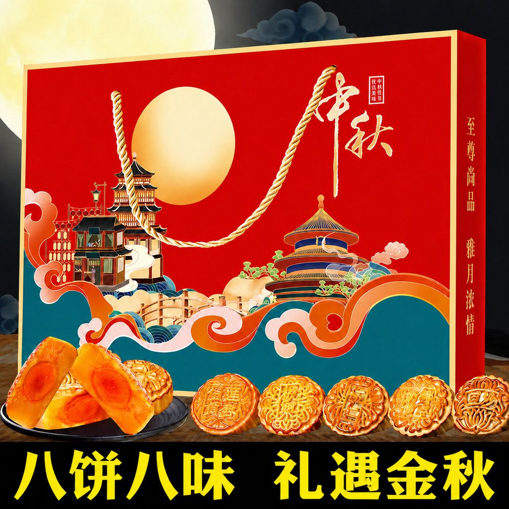 中秋月饼礼盒装送礼广式月饼走亲戚板栗莲蓉蛋黄多口味团购员工礼 图 3