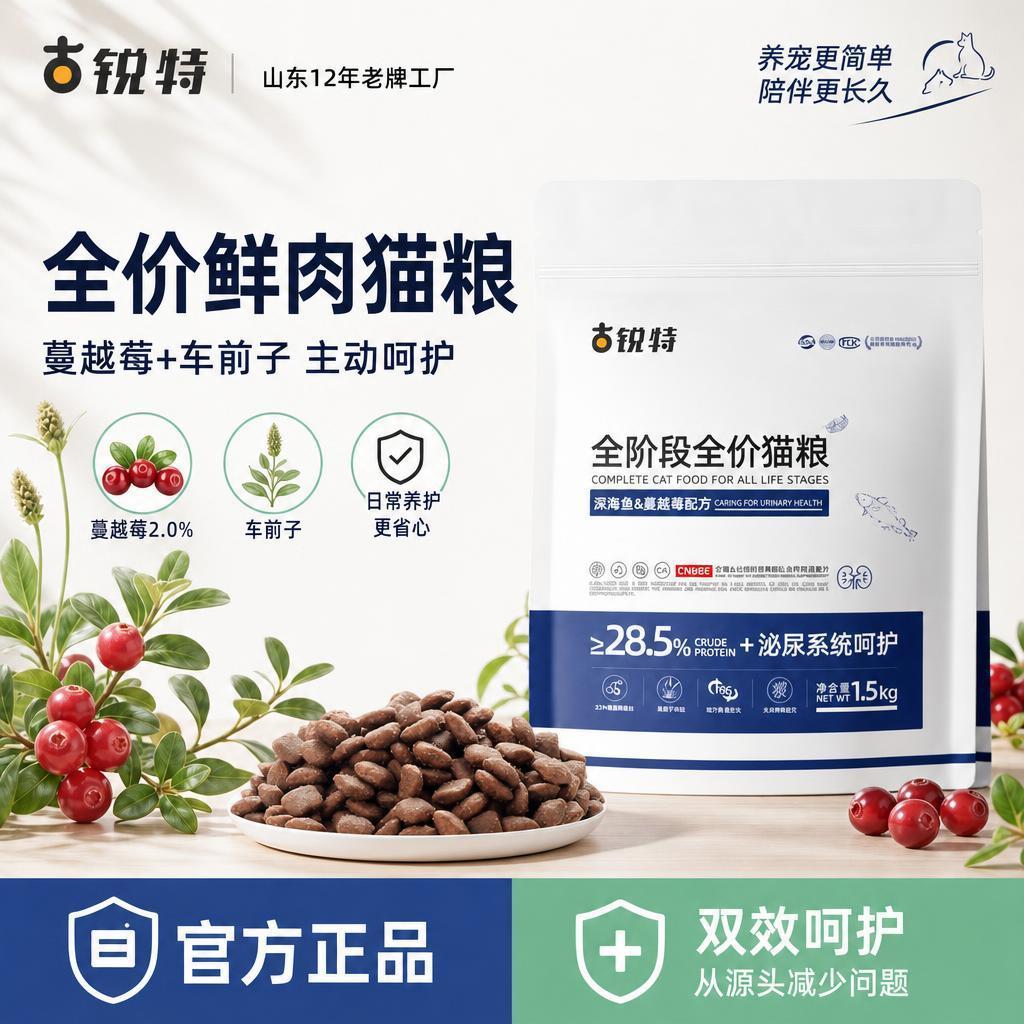 【古锐特】鲜肉猫粮无谷猫粮食幼猫成猫通用低敏猫咪蓝猫狸花猫猫主粮
