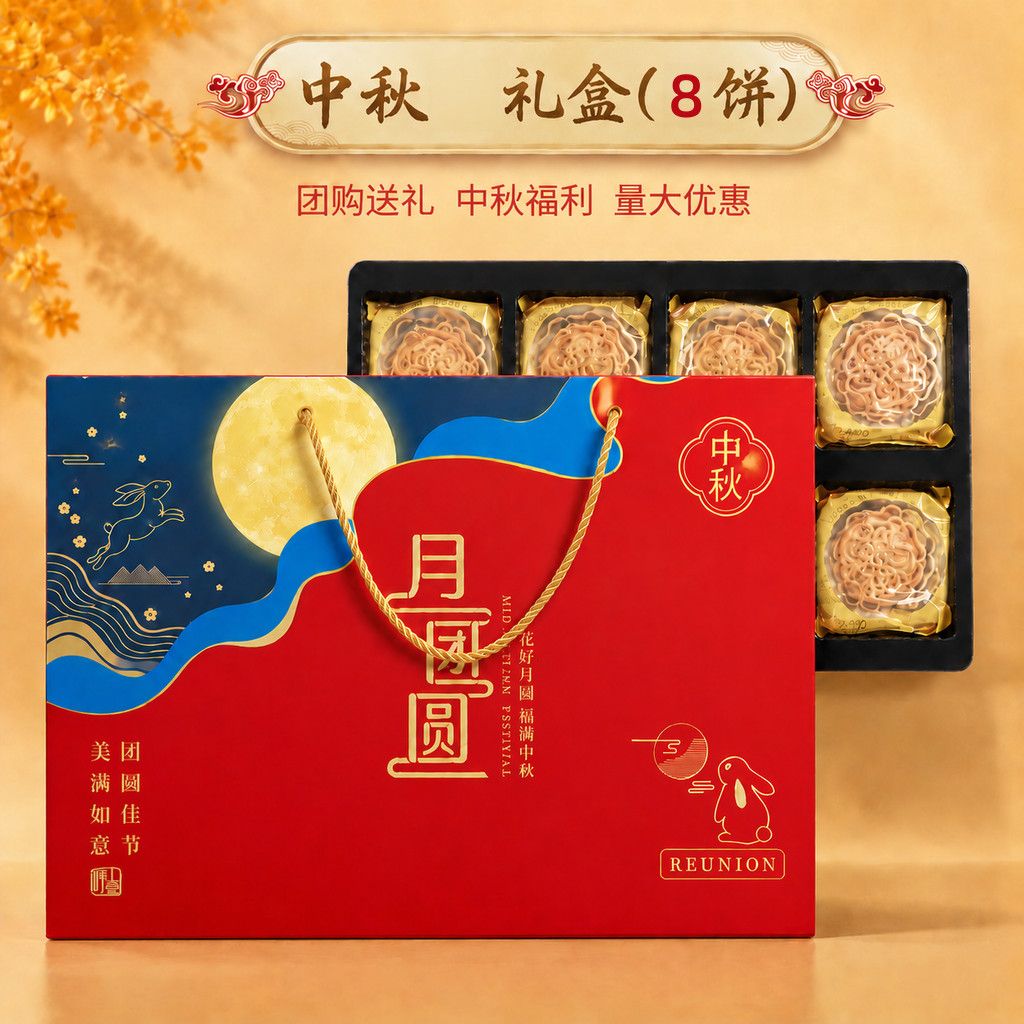 中秋节月饼礼盒装多口味广式蛋黄莲蓉豆沙五仁团购送礼送员工 图 4