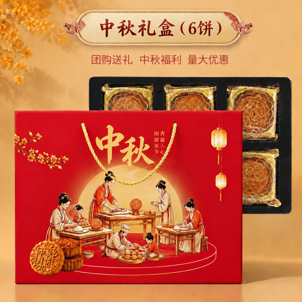 中秋节月饼礼盒装多口味广式蛋黄莲蓉豆沙五仁团购送礼送员工 图 5