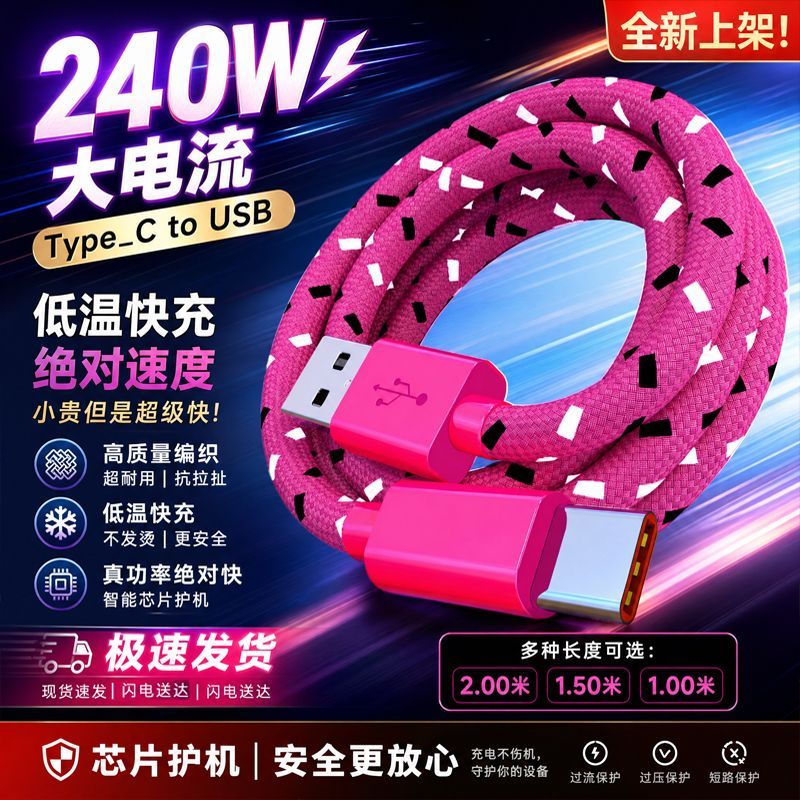 240W超级快充数据线适用华为vivo手
