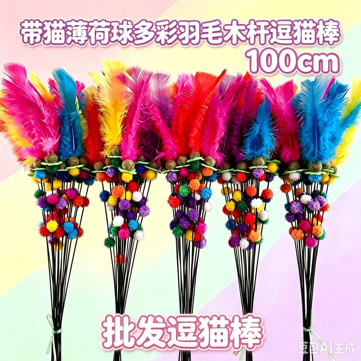 【20根】猫咪逗猫棒带猫薄荷球猫玩具解闷宠物用品耐用可爱带铃铛