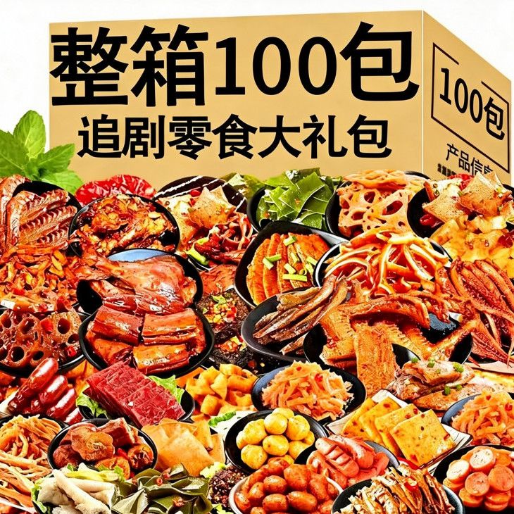 【100袋特惠】零食大礼包麻辣解馋小零食辣卤膨化零食批发肉食 图 3