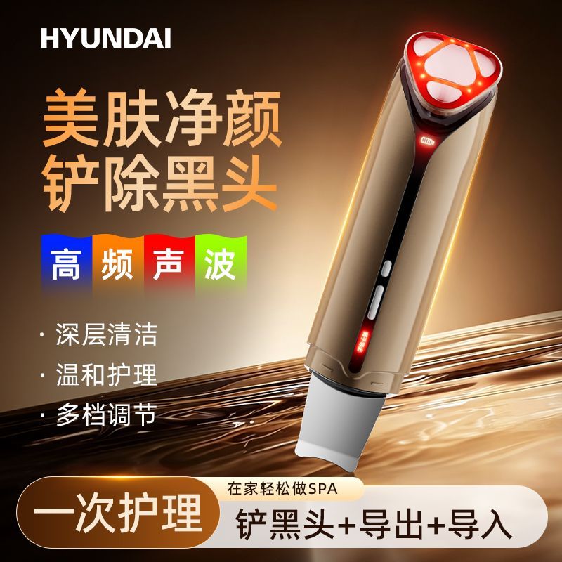 韩国双头美容仪家用面部提拉毛孔清洁导入仪震动去黑头粉刺铲皮机