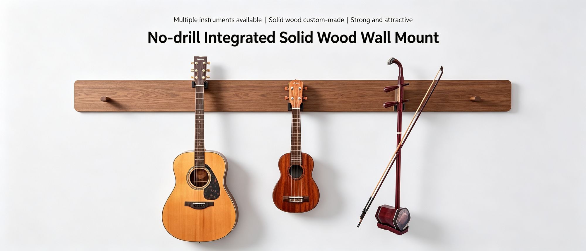 No-drill Integrated Solid Wood Wall Mount