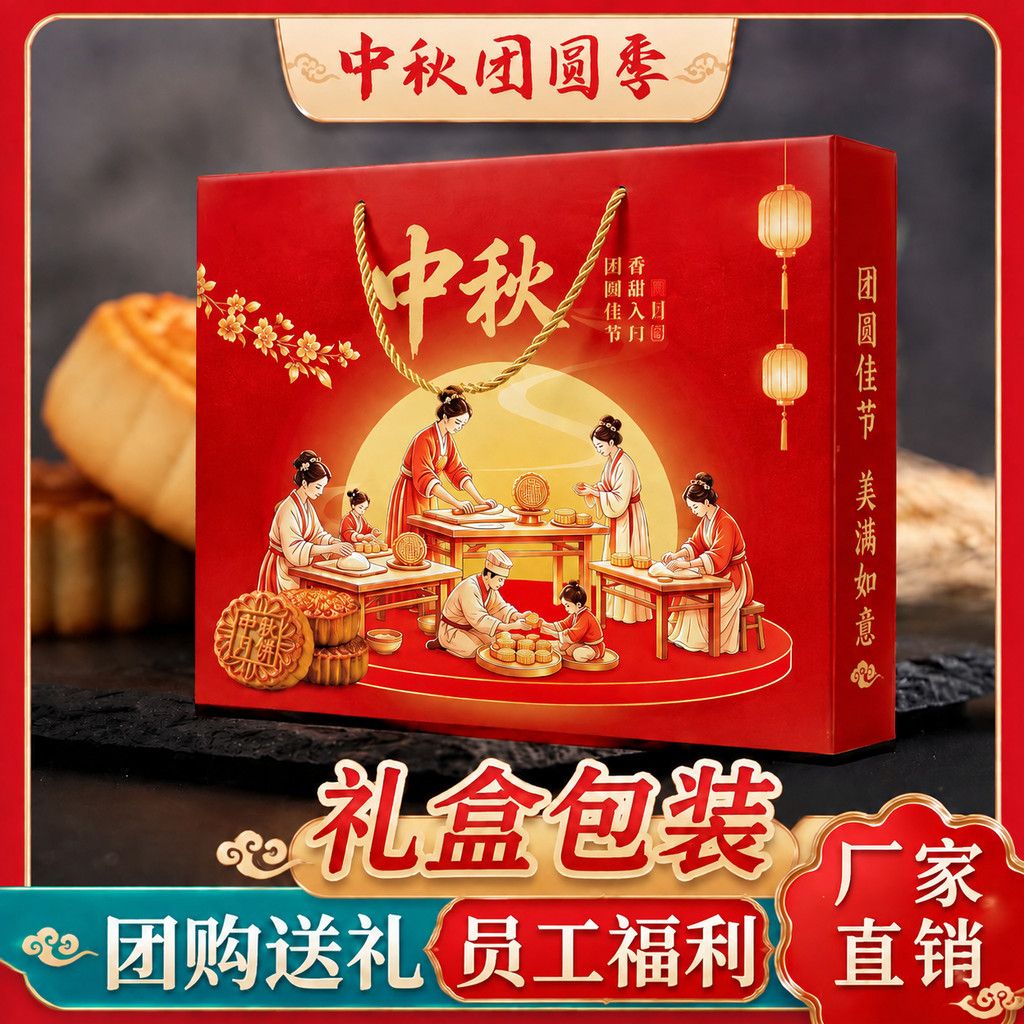 中秋节月饼礼盒装多口味广式蛋黄莲蓉豆沙五仁团购送礼送员工 图 3