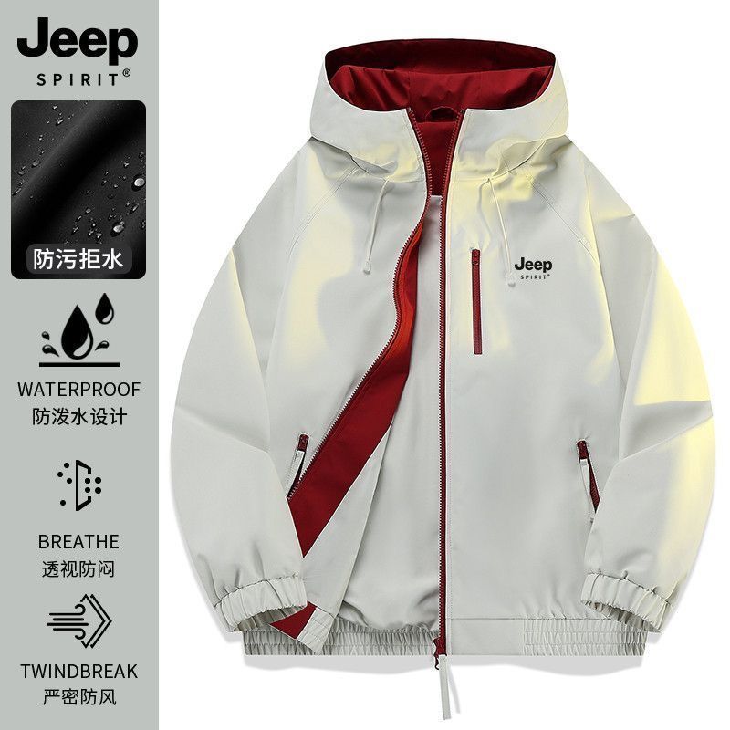 JEEP吉普冲锋衣2026新款春秋季户外撞色男女同款外套夹克