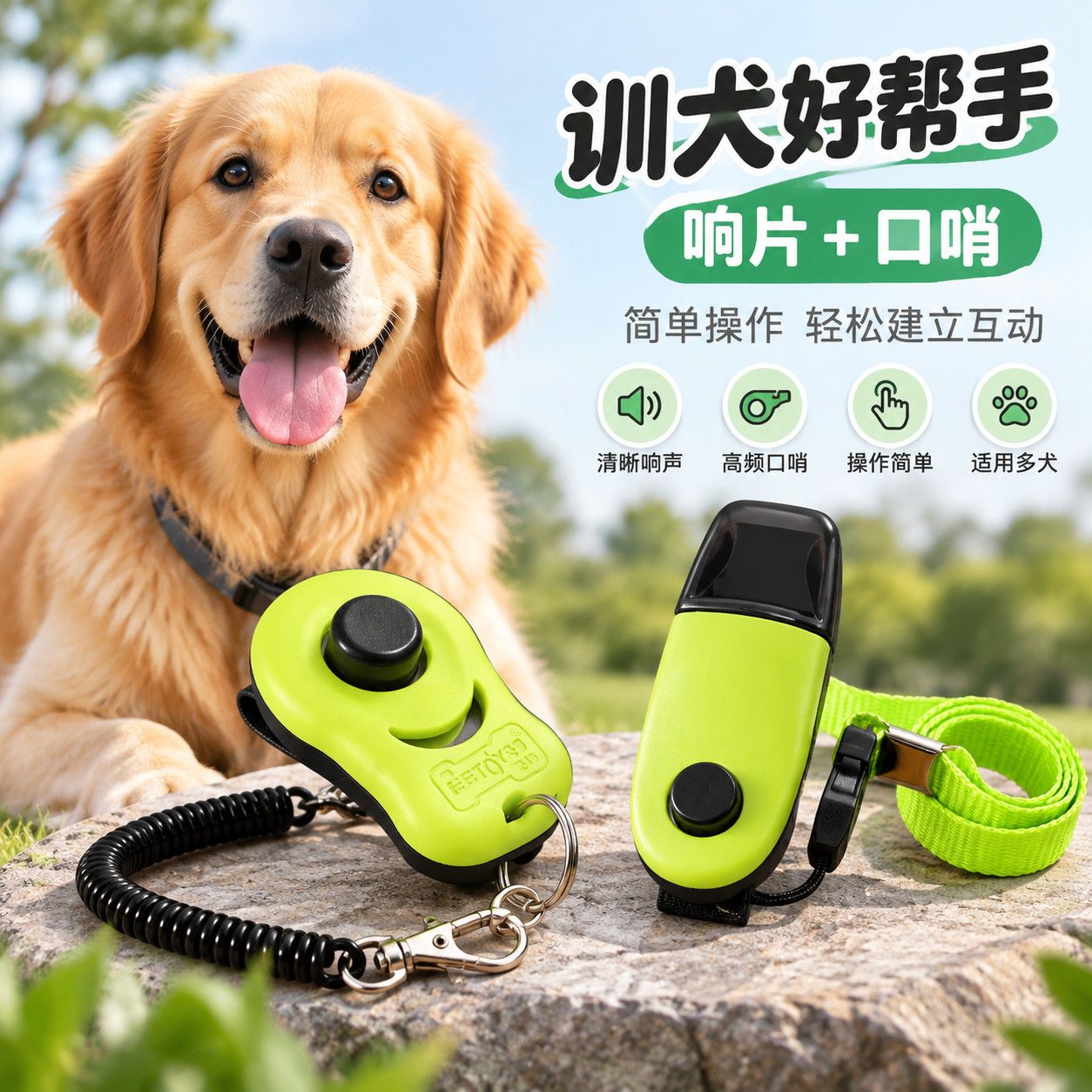 【正品宜特】遛狗狗训练专用套装哨子滴答棒响片互动行为纠正户外
