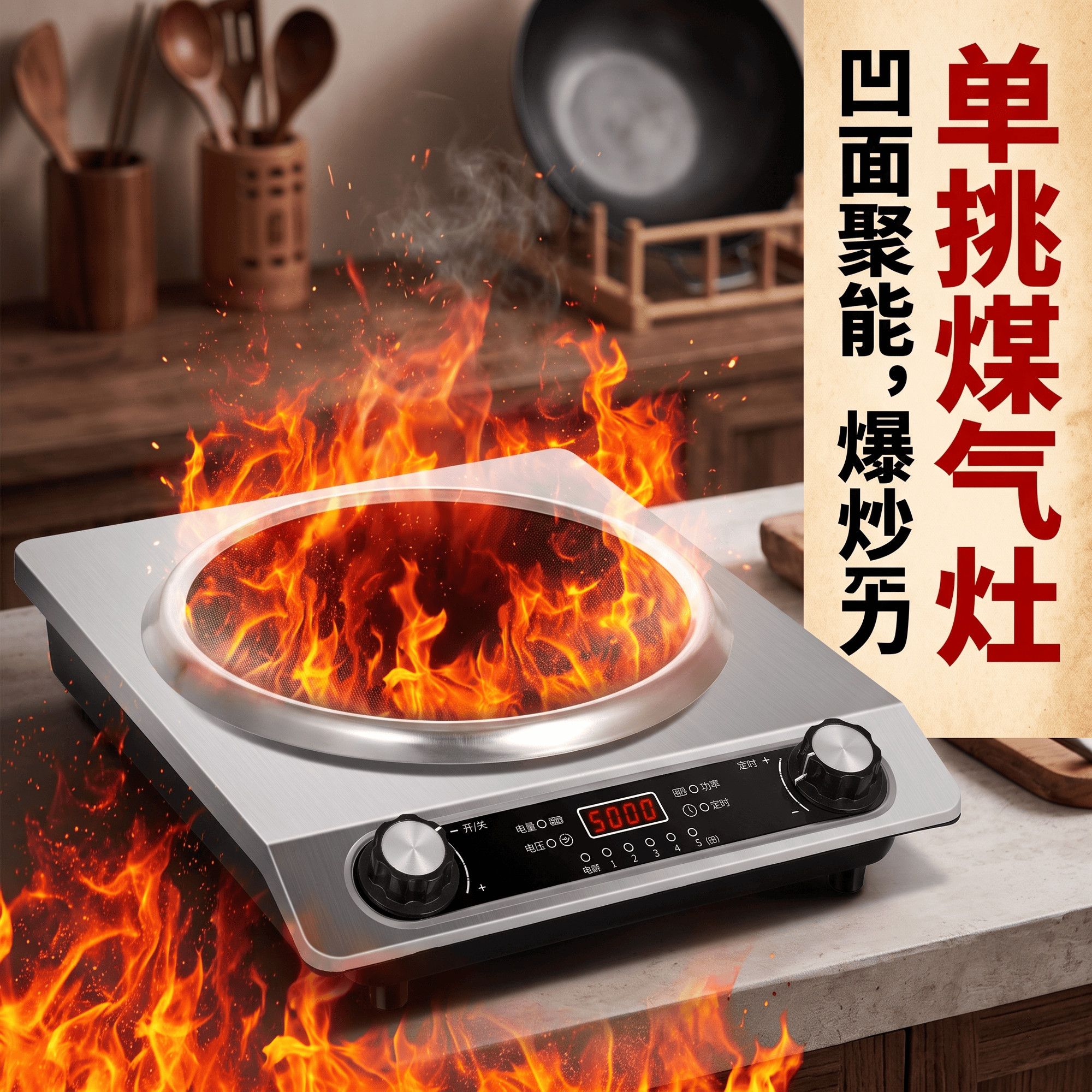 万利达电磁炉家用5000W大功率凹面新款爆炒一体节能省电正品